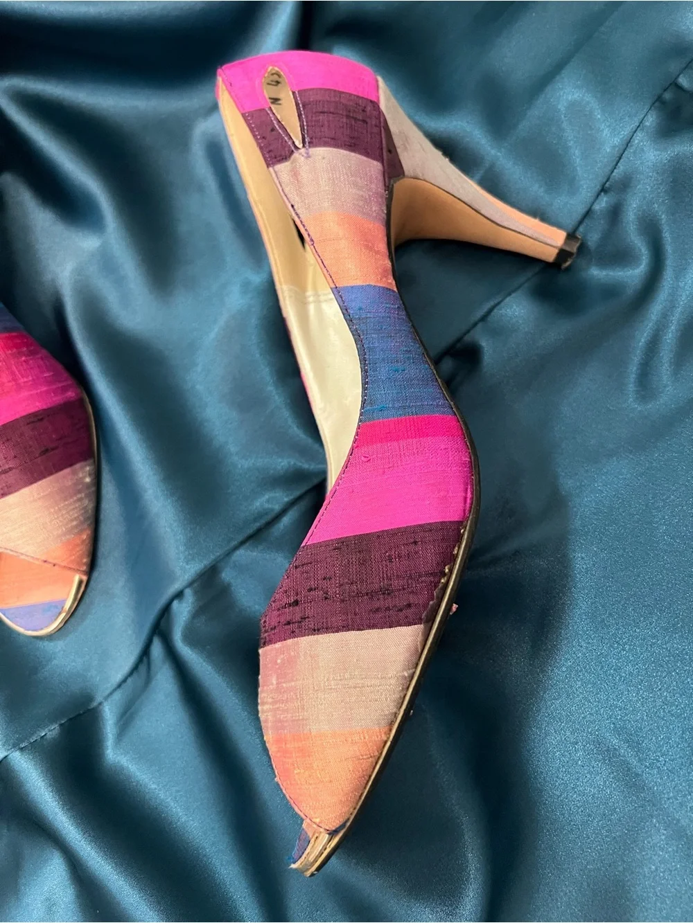 First Lady 10 N Beautiful raw silk material in peep Toe Heels in Pink & Purple